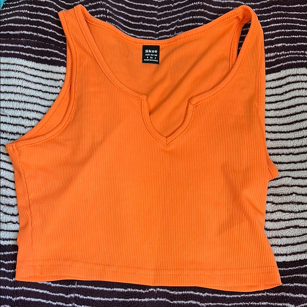 Orange Ribbed Women's Tank Top